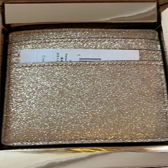 NWT Kate Spade gold glitter card holder in box - Picture 9 of 10
